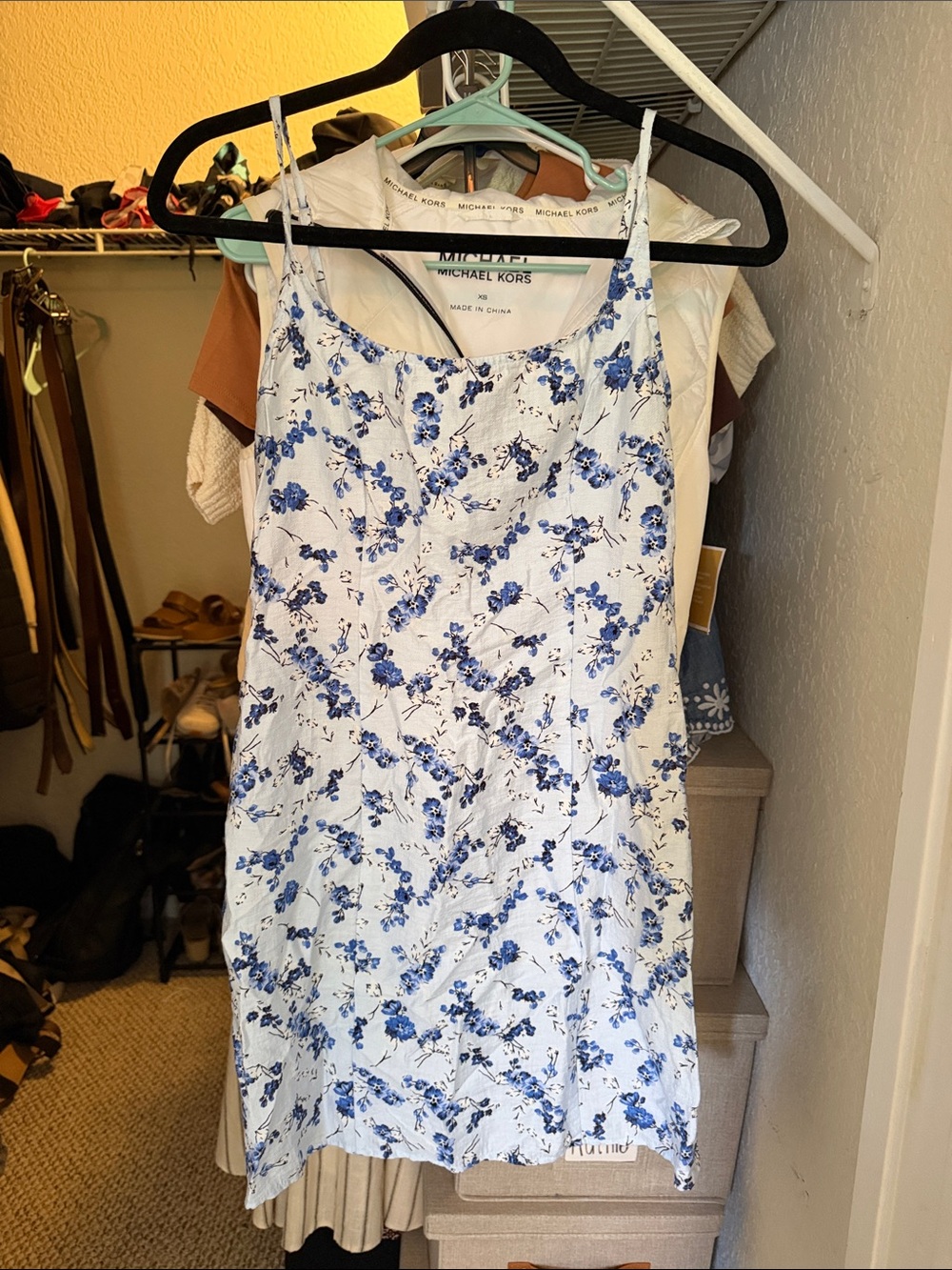 A New Day Blue Floral White Slip Dress